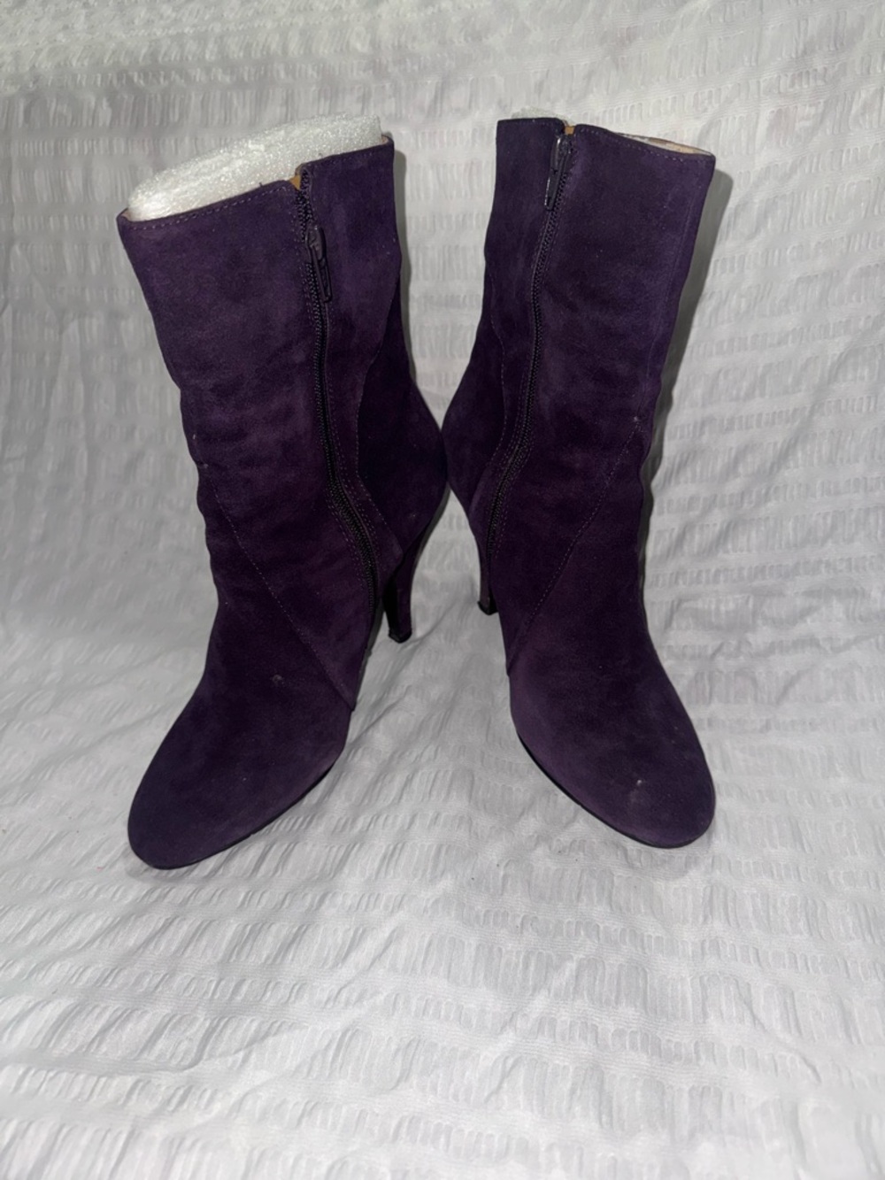 Nine West Deep Purple Suede Mid-Calf Heel Boots